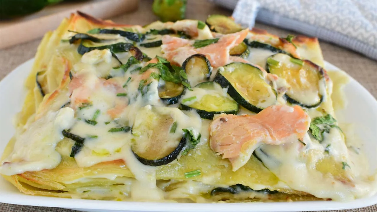 Lasagnes aux courgettes et au saumon