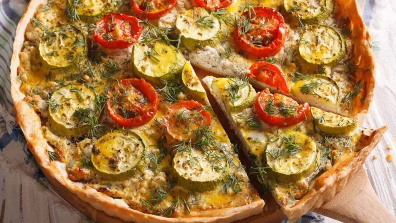 Tarte minceur aux courgettes, aux tomates et au chèvre