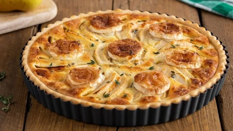 Quiche aux pommes, chèvre chaud et thym